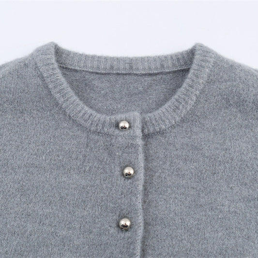 European And American Style Fashionable Spherical Button Knitted Coat